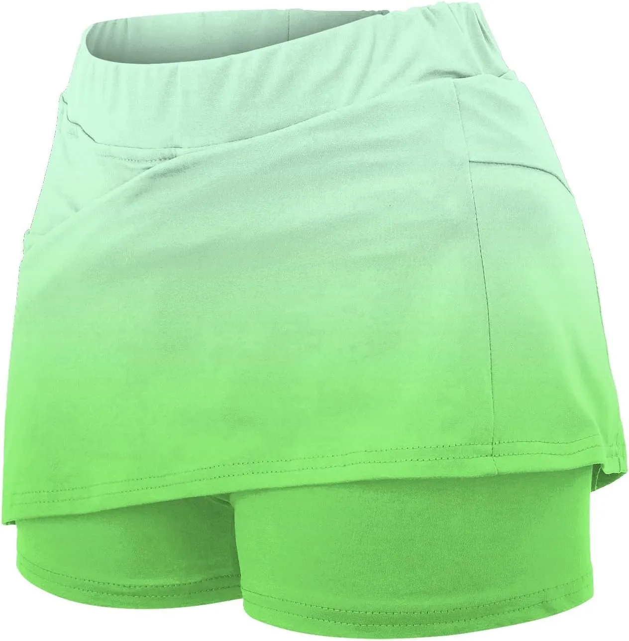 Womens Skorts with Pockets Tummy Control Plus Size Gradient Skorts High Waist Athletic Sports Pants Skirt Casual Shorts