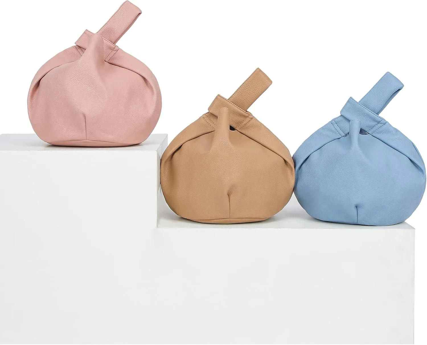 Women's Small Tote Bag for Women Soft Leather Top Handle Bag Wristlet Knot Pouch Purses and Handbags