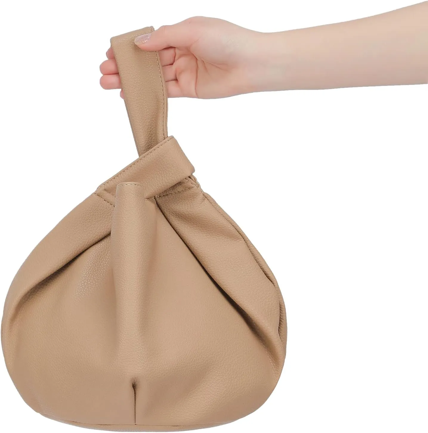 Women's Small Tote Bag for Women Soft Leather Top Handle Bag Wristlet Knot Pouch Purses and Handbags