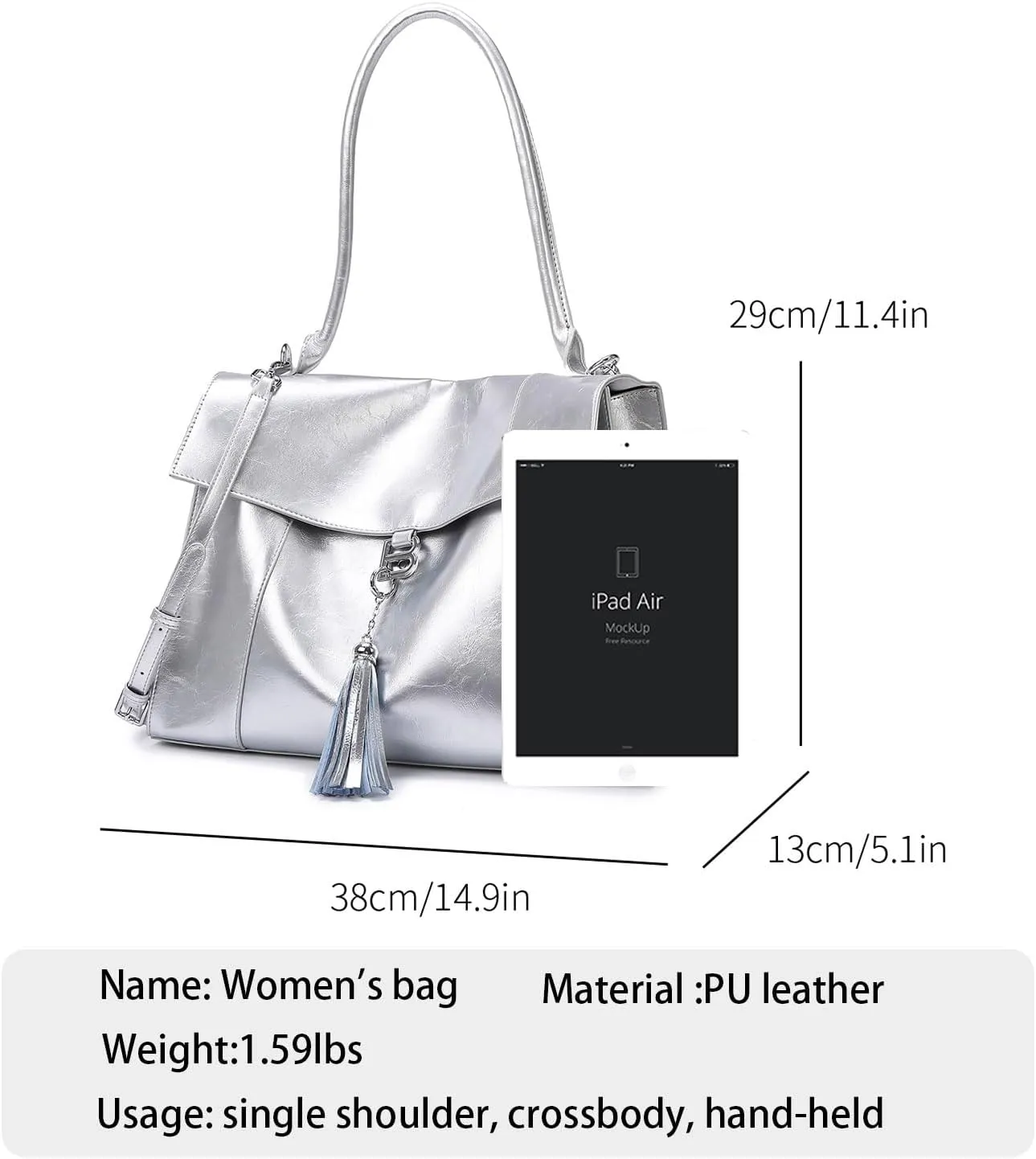 Women's Soft Faux Leather Tote Bag Purse Handbags Wallet Tote Shoulder Bag Purse Large Capacity