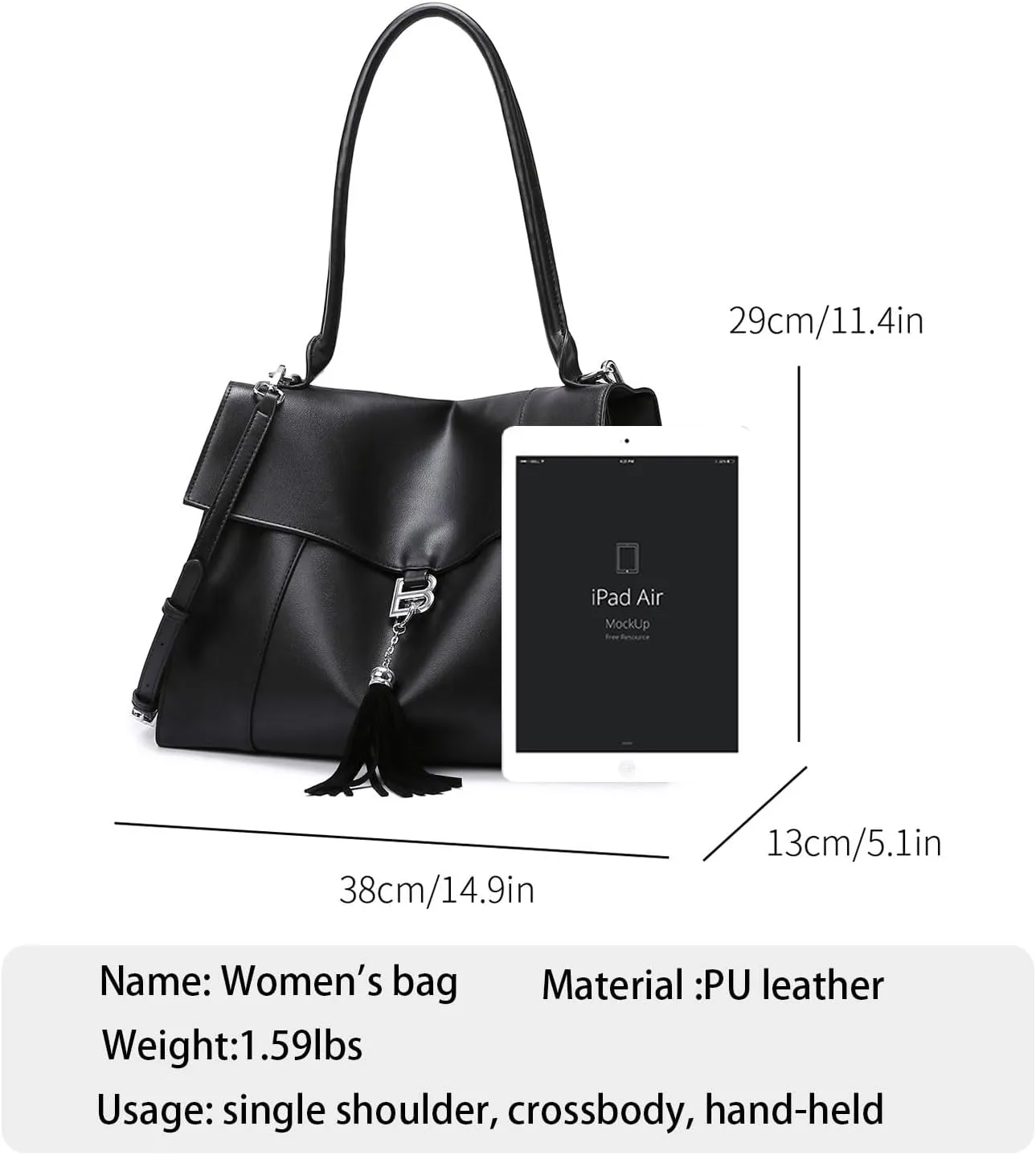Women's Soft Faux Leather Tote Bag Purse Handbags Wallet Tote Shoulder Bag Purse Large Capacity
