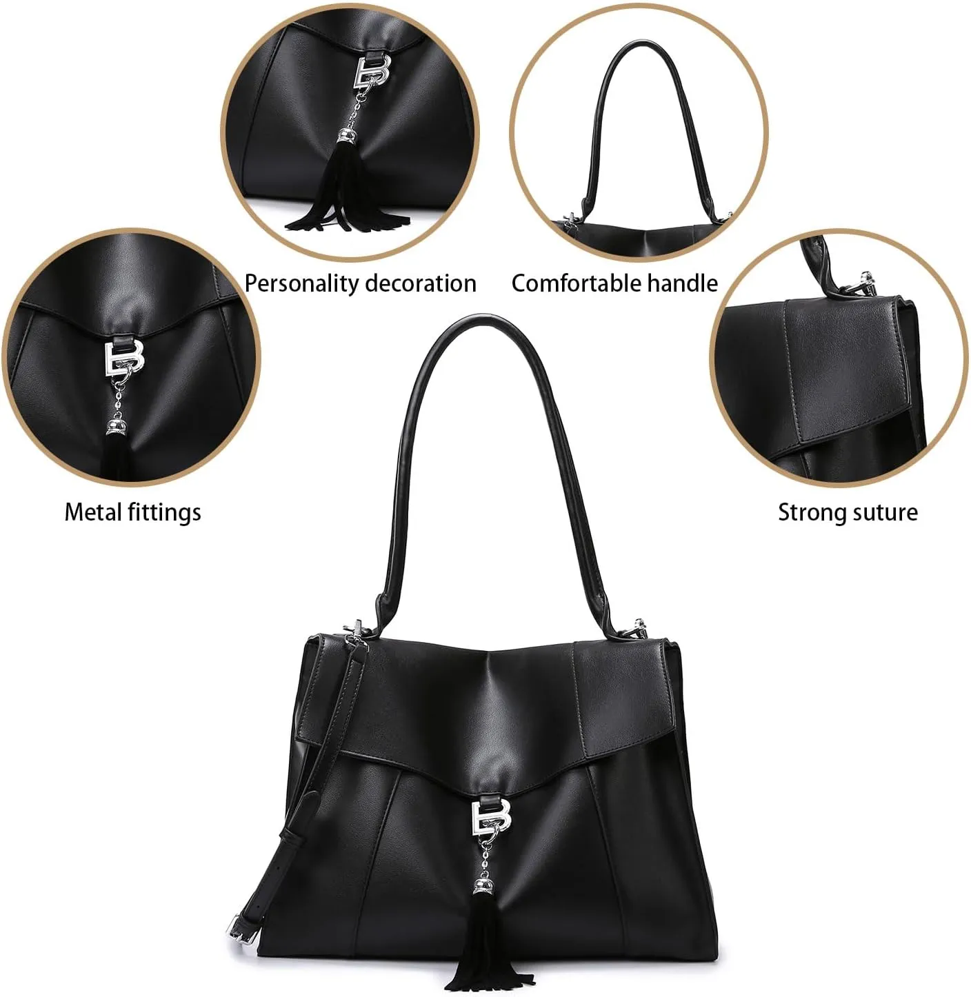 Women's Soft Faux Leather Tote Bag Purse Handbags Wallet Tote Shoulder Bag Purse Large Capacity