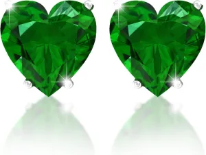 Women's Sterling Silver Stud Earrings 5mm with Heart Shape Cubic Zirconia Gemstone Earring Solitaire Prong Jewelry Gift for Wedding Christmas Valentine's Day Party