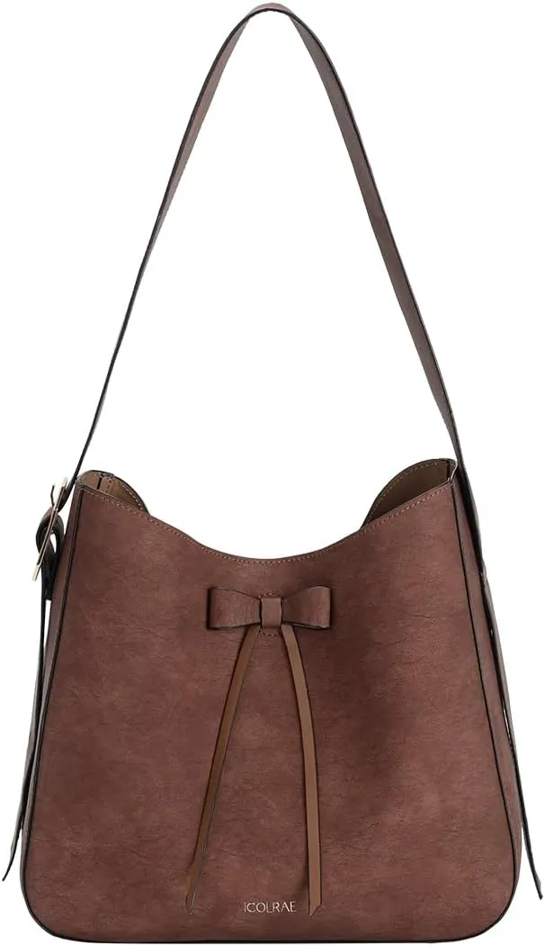 Womens Tote Bag With Bowknot Decoration For Women Faux Leather Shoulder Bag Work Large Casual Handbag