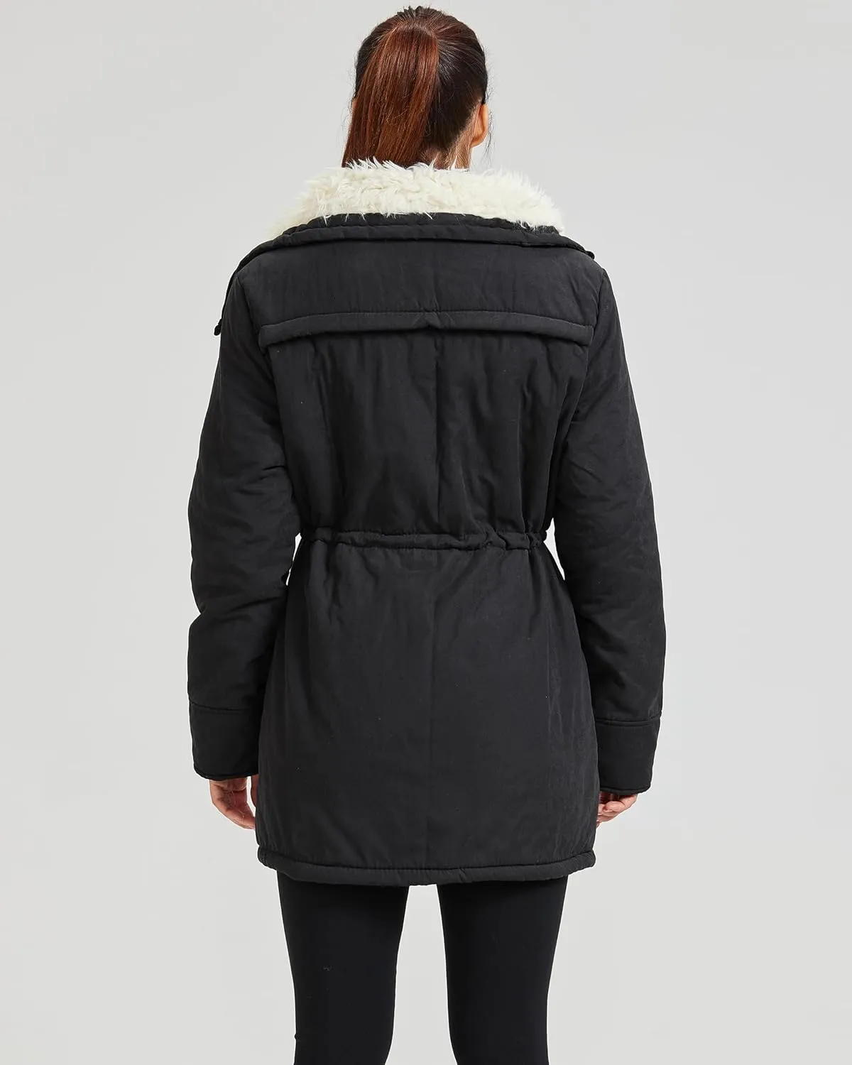 Women's Winter Mid Length Thick Warm Faux Lamb Wool Lined Jacket Coat
