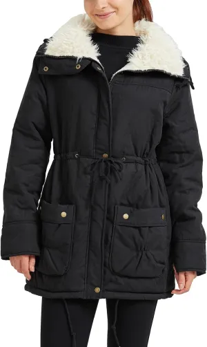 Women's Winter Mid Length Thick Warm Faux Lamb Wool Lined Jacket Coat