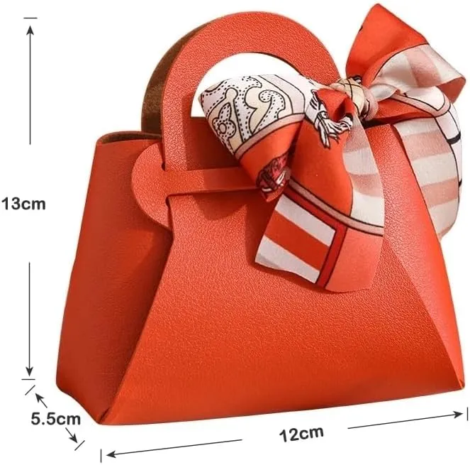 Worldoor 10 Pack Leather Wedding Candy Gift Bags with Handle Reusable Party Favor Boxes for Baby Showers Birthday Christmas Halloween Parties Weddings Valentine's Day and New Year (Rose)