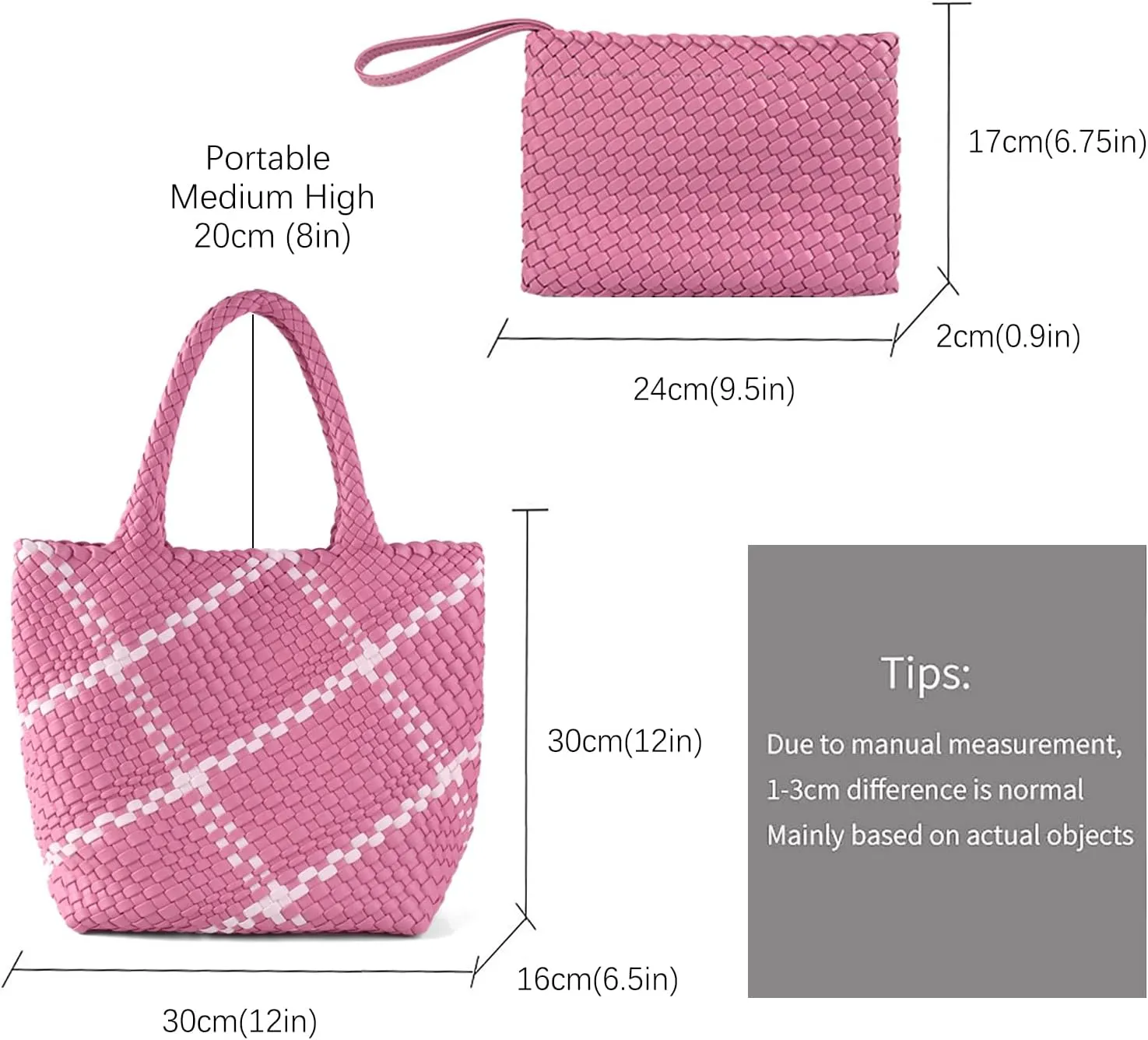 Woven Bag for Women Vegan Leather Tote Bag Large Summer Beach Travel Handbag and Clutch Retro Handmade Shoulder Bag