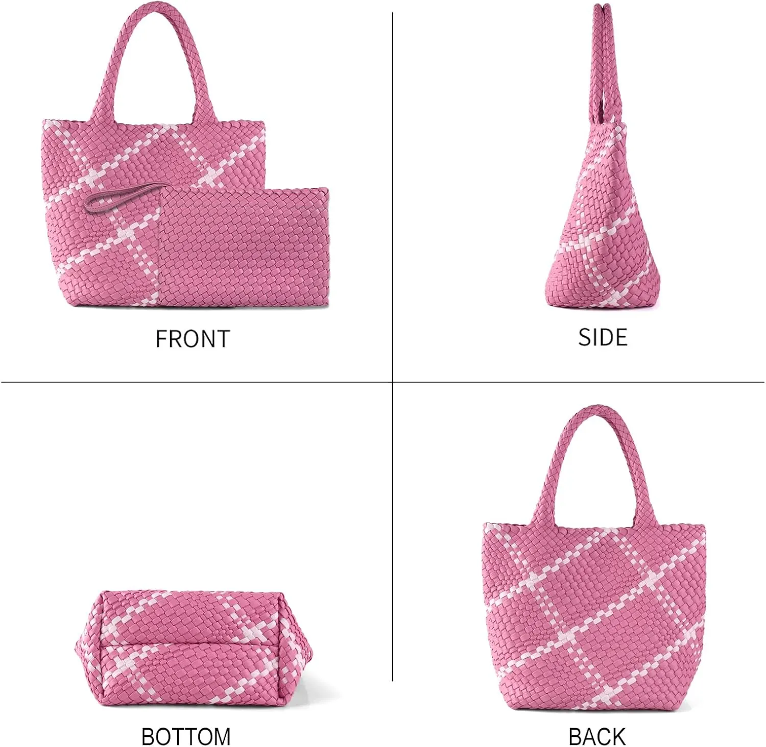 Woven Bag for Women Vegan Leather Tote Bag Large Summer Beach Travel Handbag and Clutch Retro Handmade Shoulder Bag