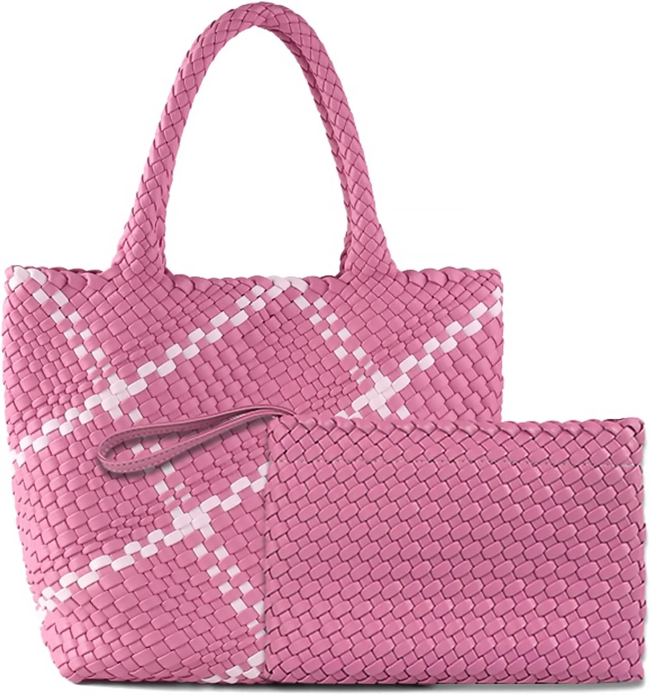 Woven Bag for Women Vegan Leather Tote Bag Large Summer Beach Travel Handbag and Clutch Retro Handmade Shoulder Bag