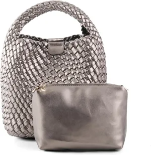 Woven Bag for Women Vegan Leather Tote Bag Travel Handbag and Purse Retro Handmade Trending Hobo Bag