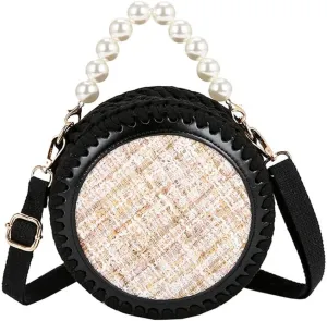 Woven Bag Set Wool Bag Bottoms Handmade Handbag Shoulder Strap with Hardware Pearl Accessories for DIY Bag Backpack(Black)