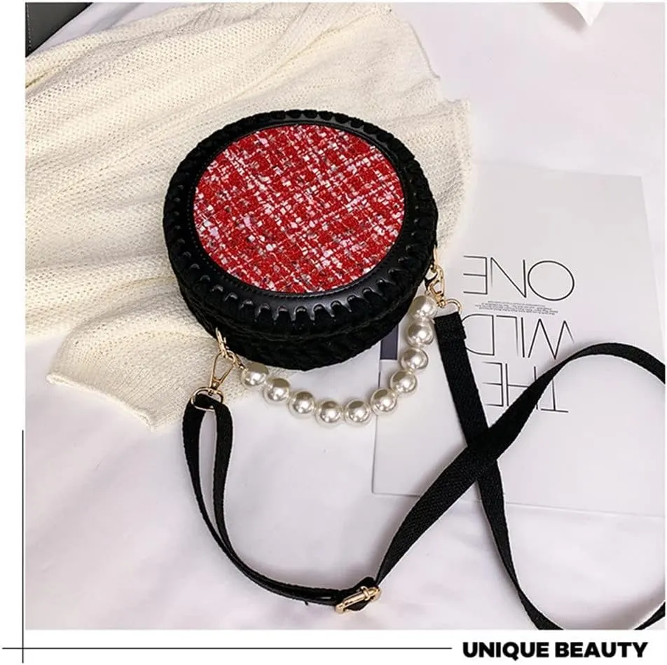 Woven Bag Set Wool Bag Bottoms Handmade Handbag Shoulder Strap with Hardware Pearl Accessories for DIY Bag Backpack(Black)