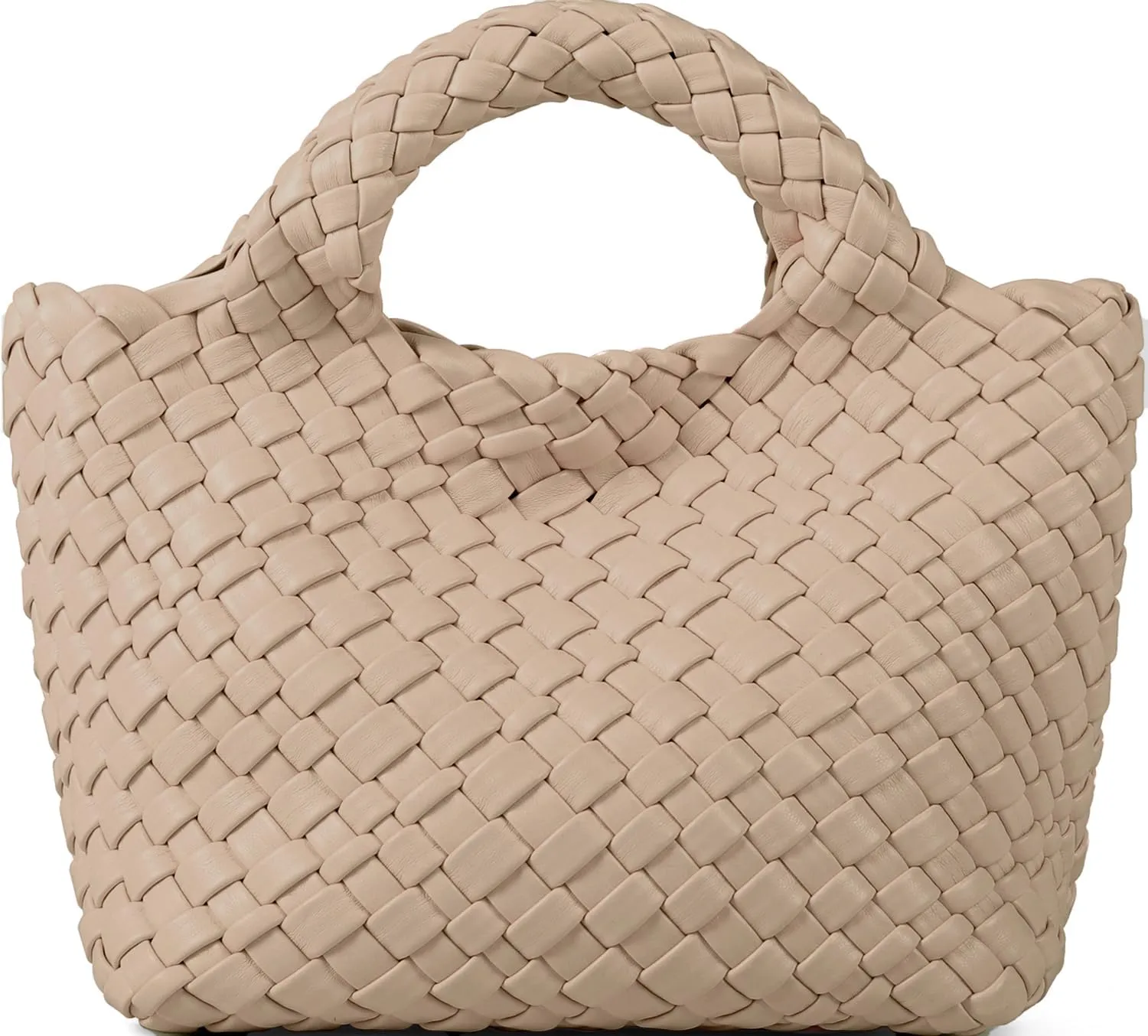 Woven Purses Bag for Women, Vegan Leather Handwoven Bags with Mini Handmade Purse, SMALL Travel Beach Top Handle Handbags