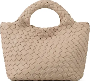 Woven Purses Bag for Women, Vegan Leather Handwoven Bags with Mini Handmade Purse, SMALL Travel Beach Top Handle Handbags