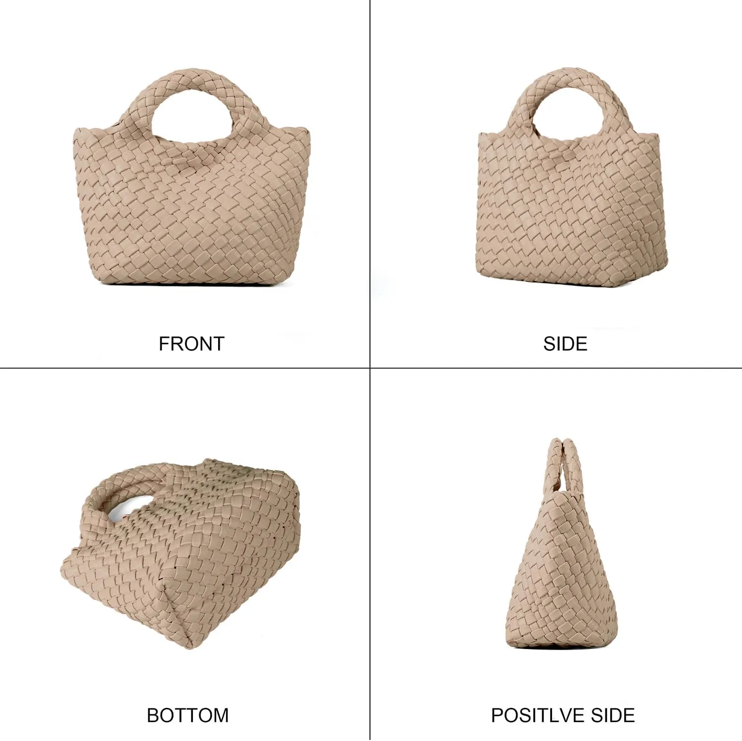 Woven Purses Bag for Women, Vegan Leather Handwoven Bags with Mini Handmade Purse, SMALL Travel Beach Top Handle Handbags