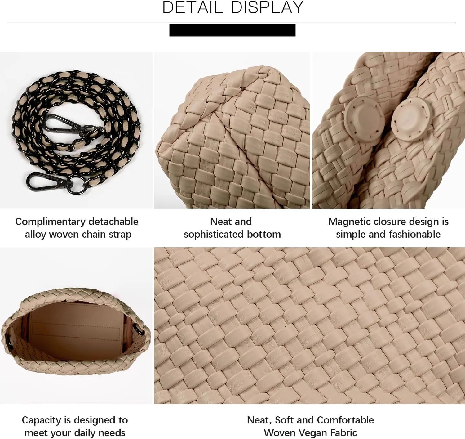Woven Purses Bag for Women, Vegan Leather Handwoven Bags with Mini Handmade Purse, SMALL Travel Beach Top Handle Handbags