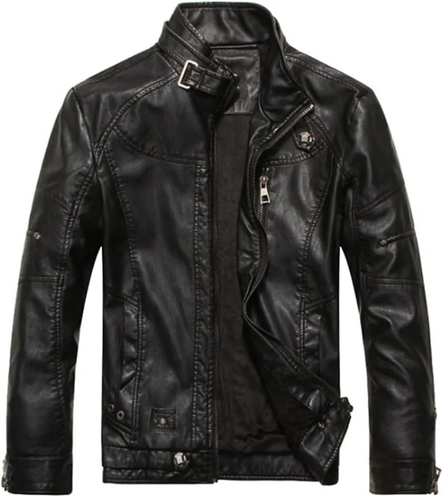 Wvapzxx Motorcycle Leather Jackets Men Classic Slim Fit Suede Jacket Casual Outwear