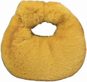 XPONNI Fuzzy Dumpling Bags, Cute Fluffy Y2k Handbags, Soft Knotted Faux Fur Bags with Zipper