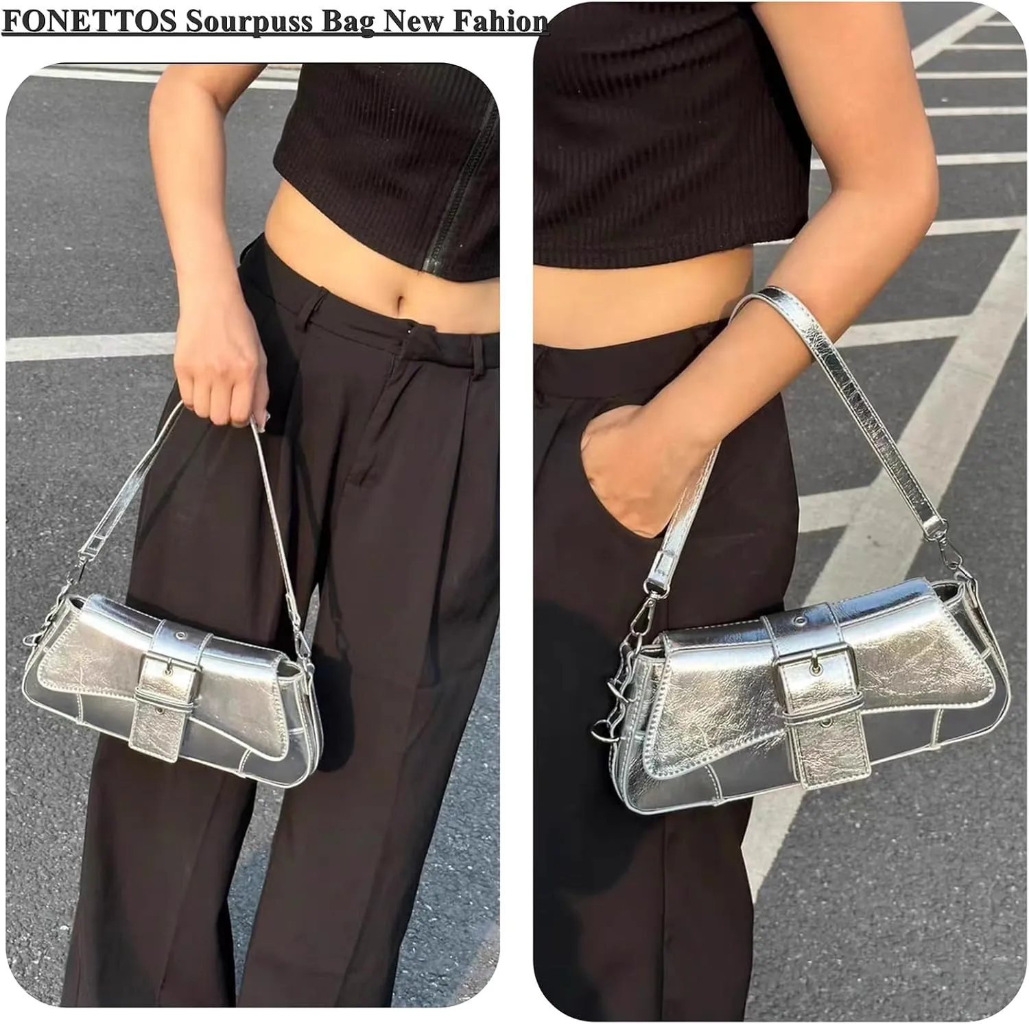 Y2K Punk Funky Bag, Sourpuss Goth Crossbody Sfly Unique Purse Novelty Rock Women Shoulder Bags Girls Handbag