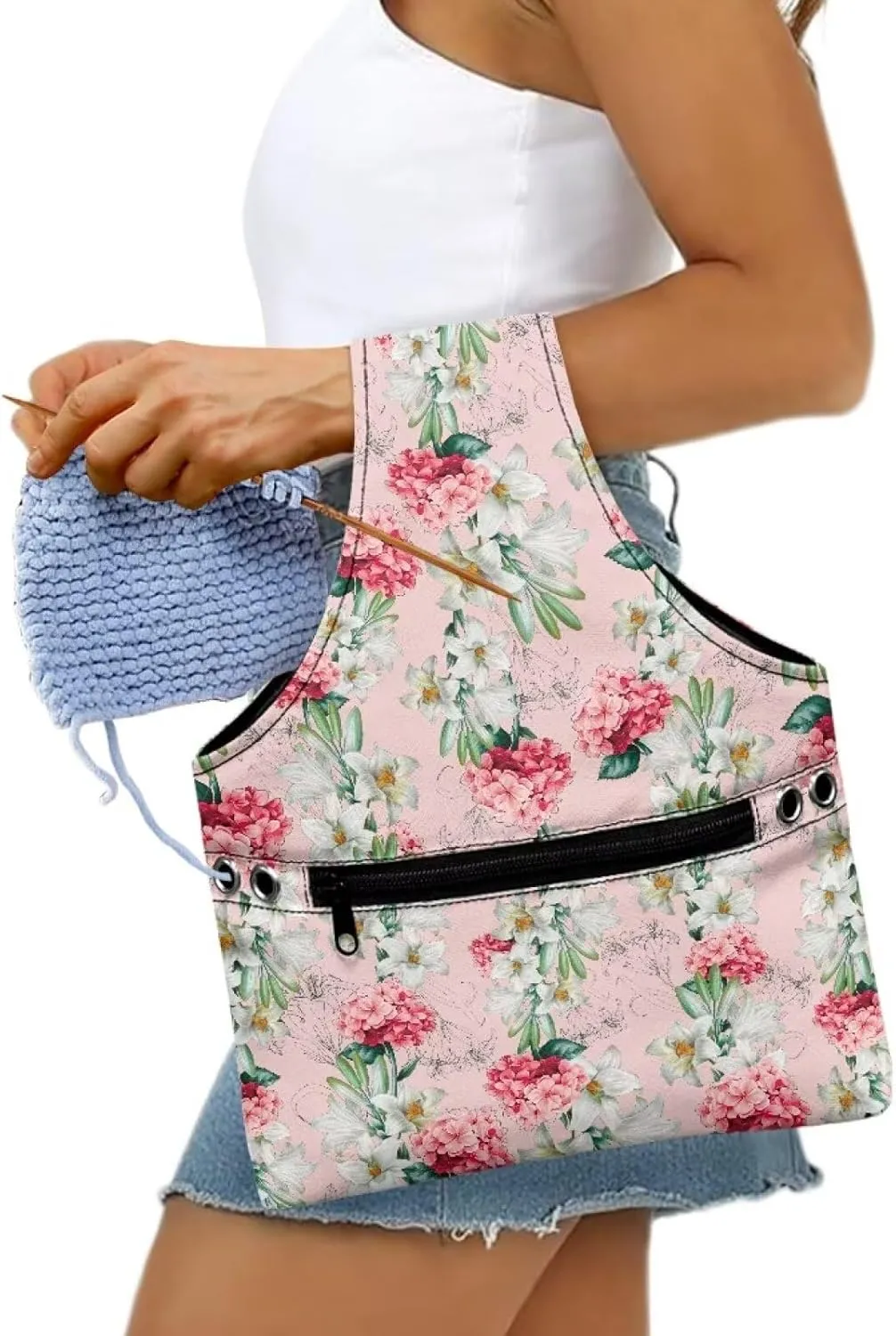 Yarn Bags for Crocheting on the Go Crochet Tote Bags for Women Travel Crochet Organizers and Storage Bag