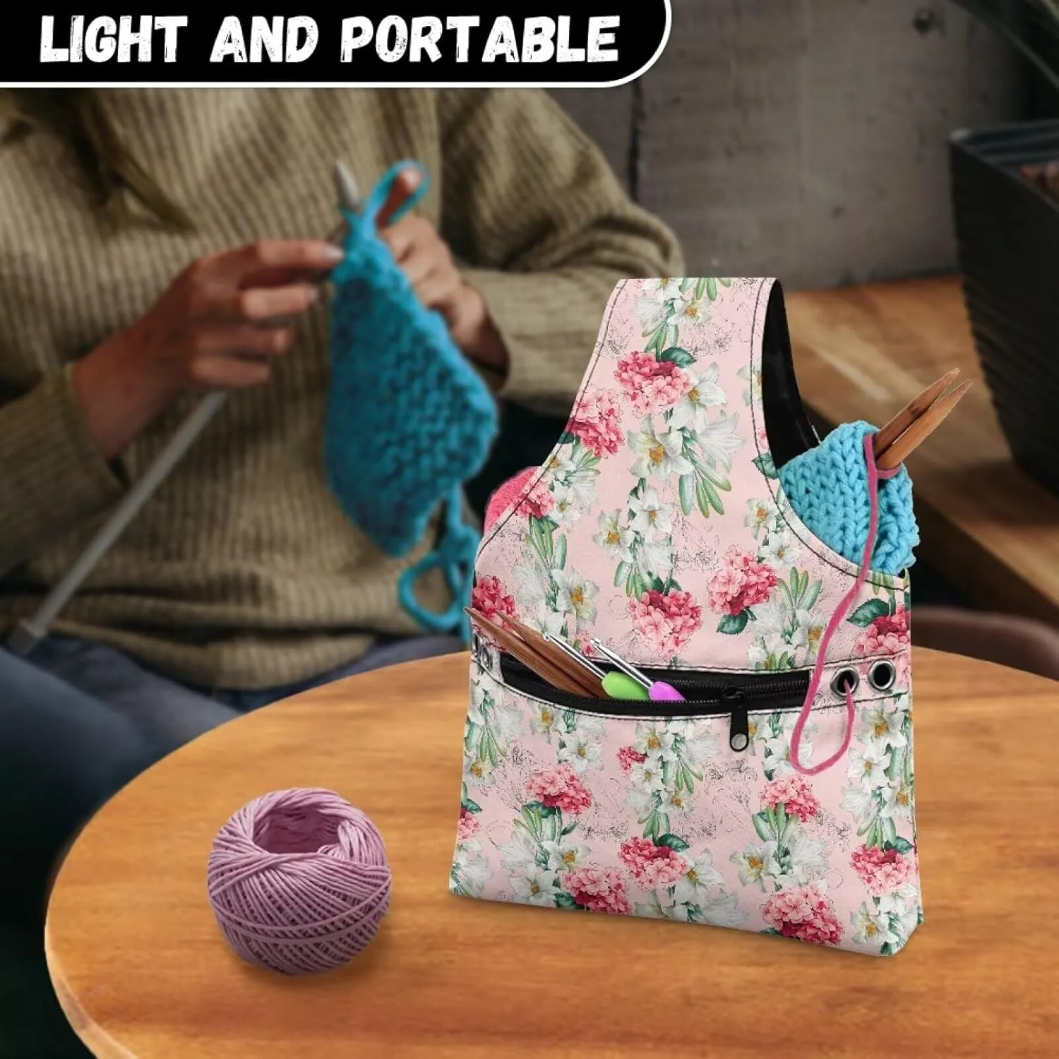 Yarn Bags for Crocheting on the Go Crochet Tote Bags for Women Travel Crochet Organizers and Storage Bag