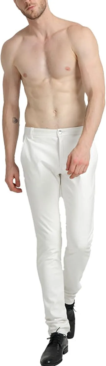 Yeokou Men's Skinny Straight Leg Tapered Pu Faux Leather Motorcycle Biker Pants
