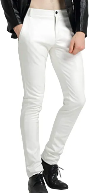 Yeokou Men's Skinny Straight Leg Tapered Pu Faux Leather Motorcycle Biker Pants
