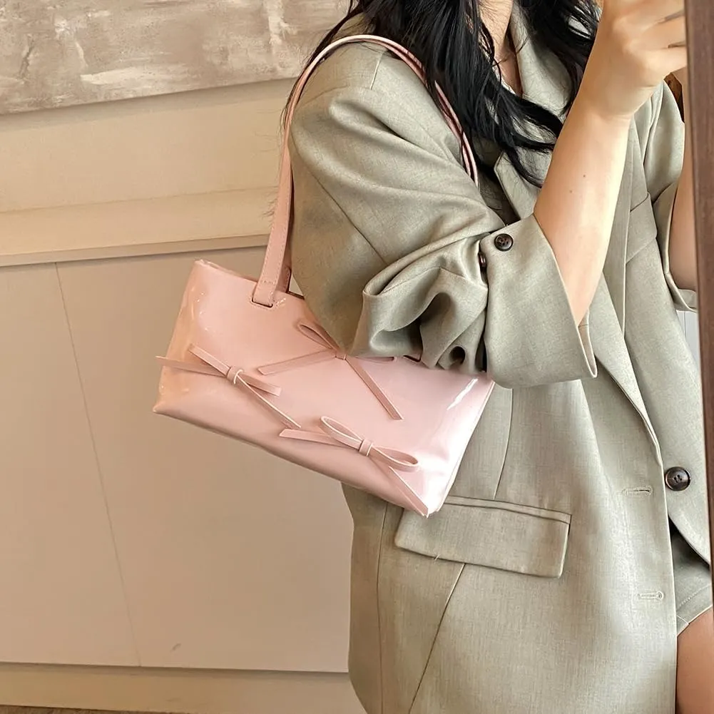 YFGBCX Small Shoulder Bag Handbag for Women Red Mini Tote Top Handle Cute Bow Purse Y2K