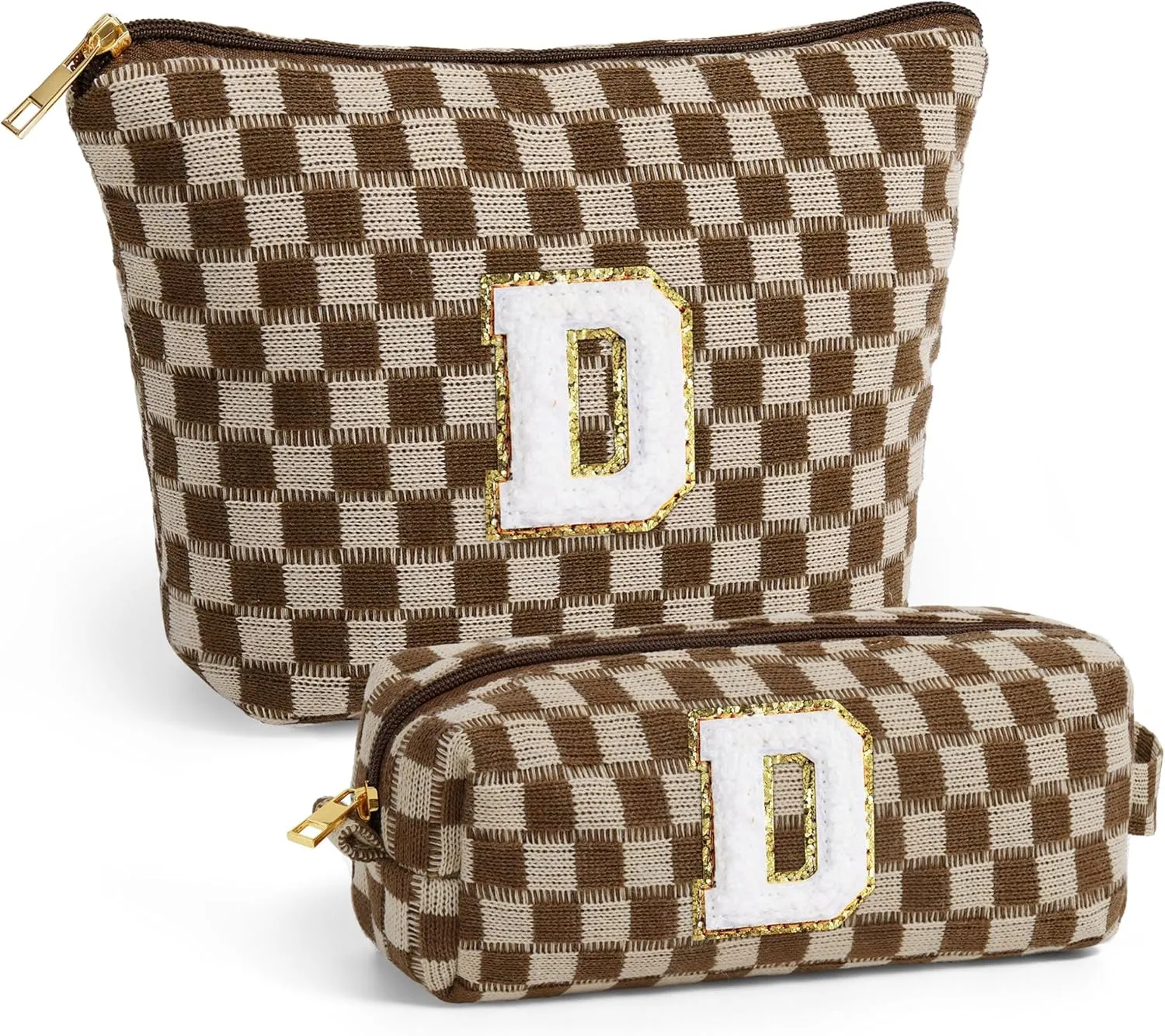 YOOLIFE Sister Gifts - Unique Birthday Gifts, Cute Initial Makeup Bag Travel Bag Girl Brown