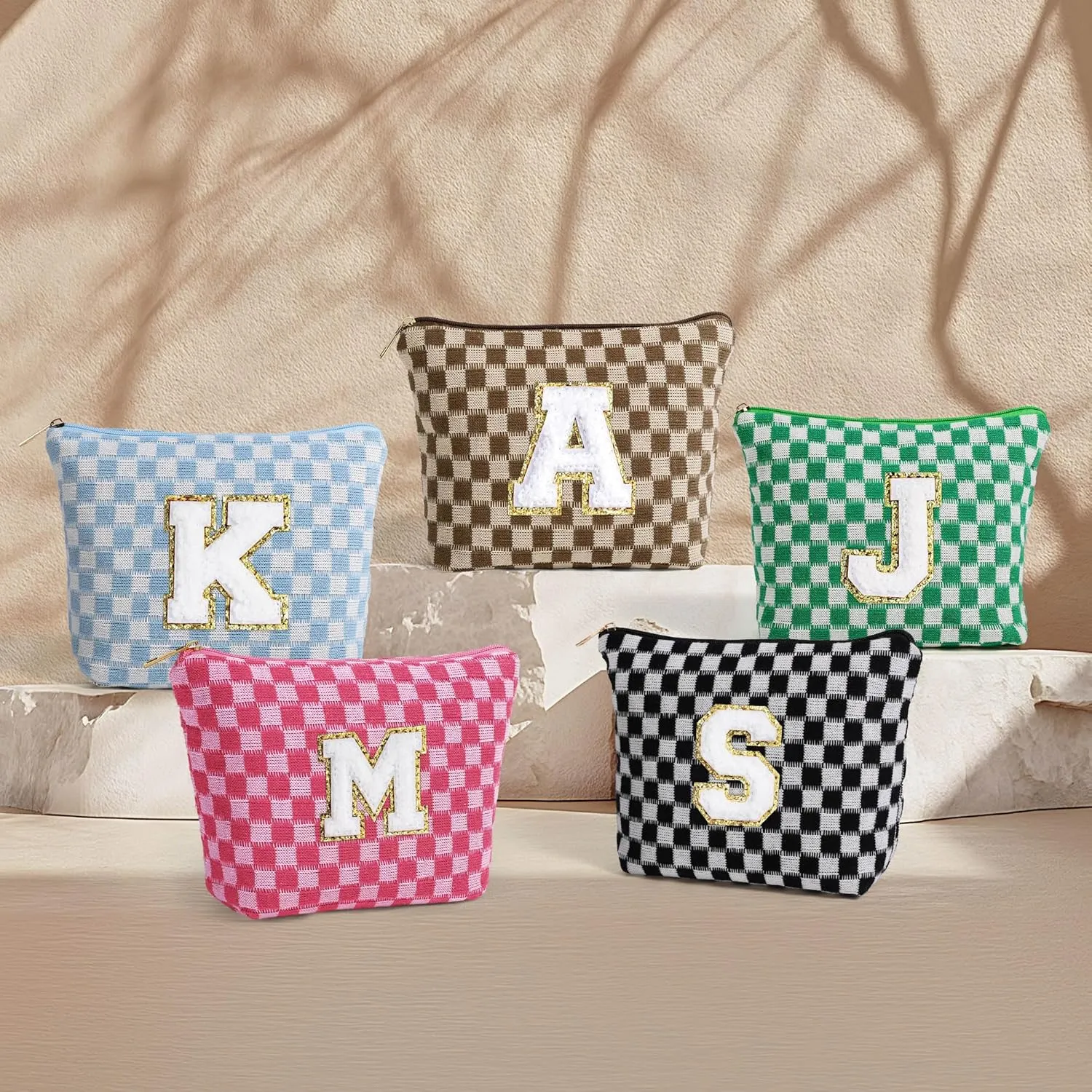 YOOLIFE Sister Gifts - Unique Birthday Gifts, Cute Initial Makeup Bag Travel Bag Girl Brown