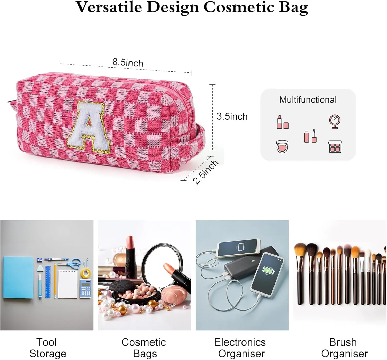 YOOLIFE Sister Gifts - Unique Birthday Gifts, Cute Initial Makeup Bag Travel Bag Girl Brown