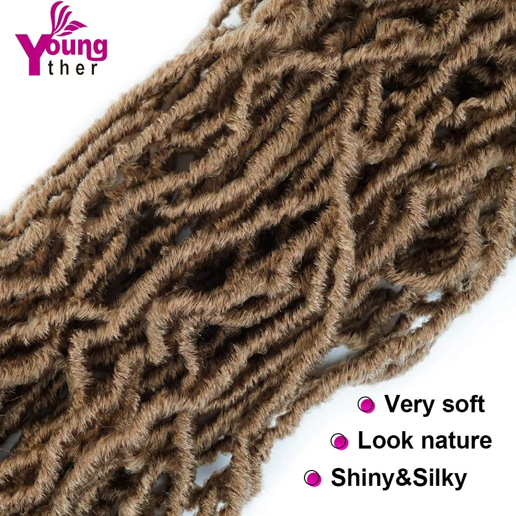 Youngther 18 inch New Faux Locs Crochet Hair Curly Wavy 6 Packs Crochet Faux Locs Hair Synthetic Crochet Hair for Black Women (18inch 6packs-#27)