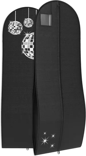 Your Bags 72" Wedding Dress Bag for Gowns Long - Long Garment Bags for Hanging Clothes & Closet Storage - Durable Travel Bag for Women with ID Window - (Black Disco Print)