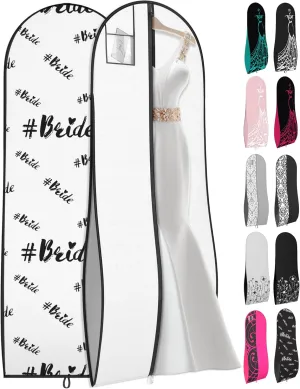 Your Bags 72" Wedding Dress Bag for Gowns Long - Long Garment Bags for Hanging Clothes & Closet Storage - Durable Travel Bag for Women with ID Window (White,BRIDE)
