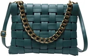 YP Woven Crossbody Bags for Women Shoulder Purses Soft Pu Leather Crossbody Handbags with Chain Strap