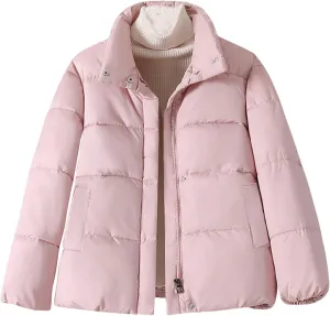 YRAETENM Womens Puffer Jacket Winter Warm Zip up Padded Coat Casual Stand Collar Quilted down Jackets Outerwear with Pockets