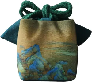 Zerodeko Tea Set Storage Bag - Portable Container for Chinese Teacups and Teapot - Travel Fabric Pouch with Drawstring Closure