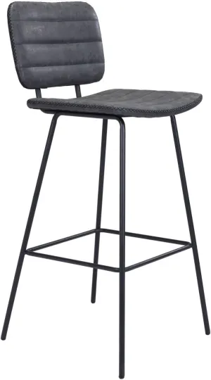 Zuo Modern Boston Bar Chair (Set of 2), Vintage Black, Black